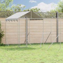 Outdoor Dog Kennel with Roof Silver Galvanised Steel 6 m 6 m