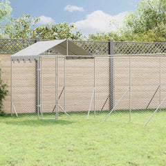 Outdoor Dog Kennel with Roof Silver Galvanised Steel 10 m 8 m