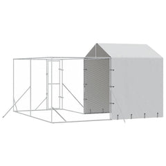 Outdoor Dog Kennel with Roof Silver Galvanised Steel 4 m 4 m