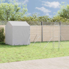 Outdoor Dog Kennel with Roof Silver Galvanised Steel 6 m 6 m