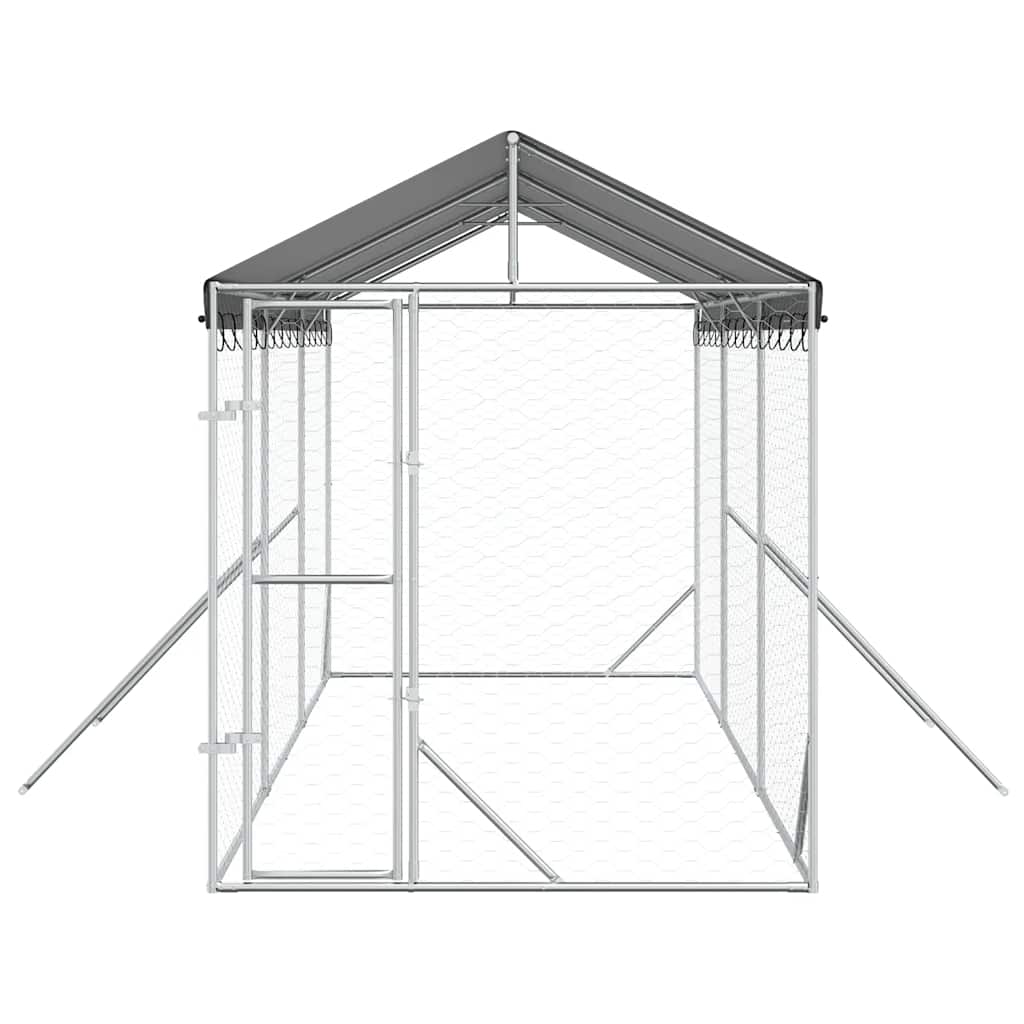 Outdoor Dog Kennel with Roof Silver 2x6x2,5 m Galvanised Steel 2 x 6 x 2.5 m