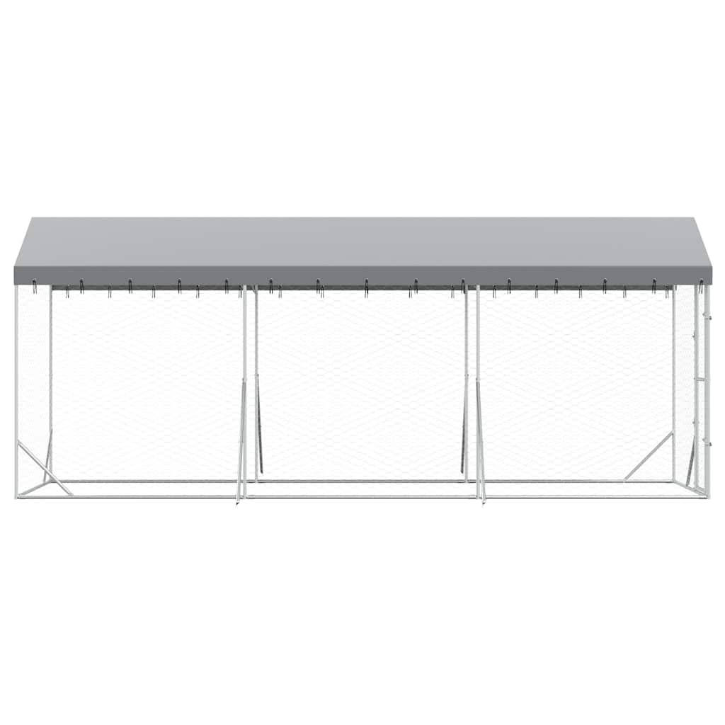 Outdoor Dog Kennel with Roof Silver 2x6x2,5 m Galvanised Steel 2 x 6 x 2.5 m