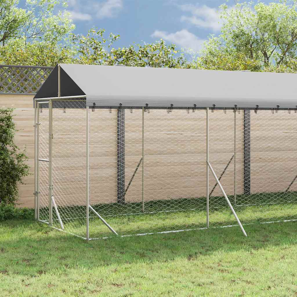 Outdoor Dog Kennel with Roof Silver 2x6x2,5 m Galvanised Steel 2 x 10 x 2.5 m