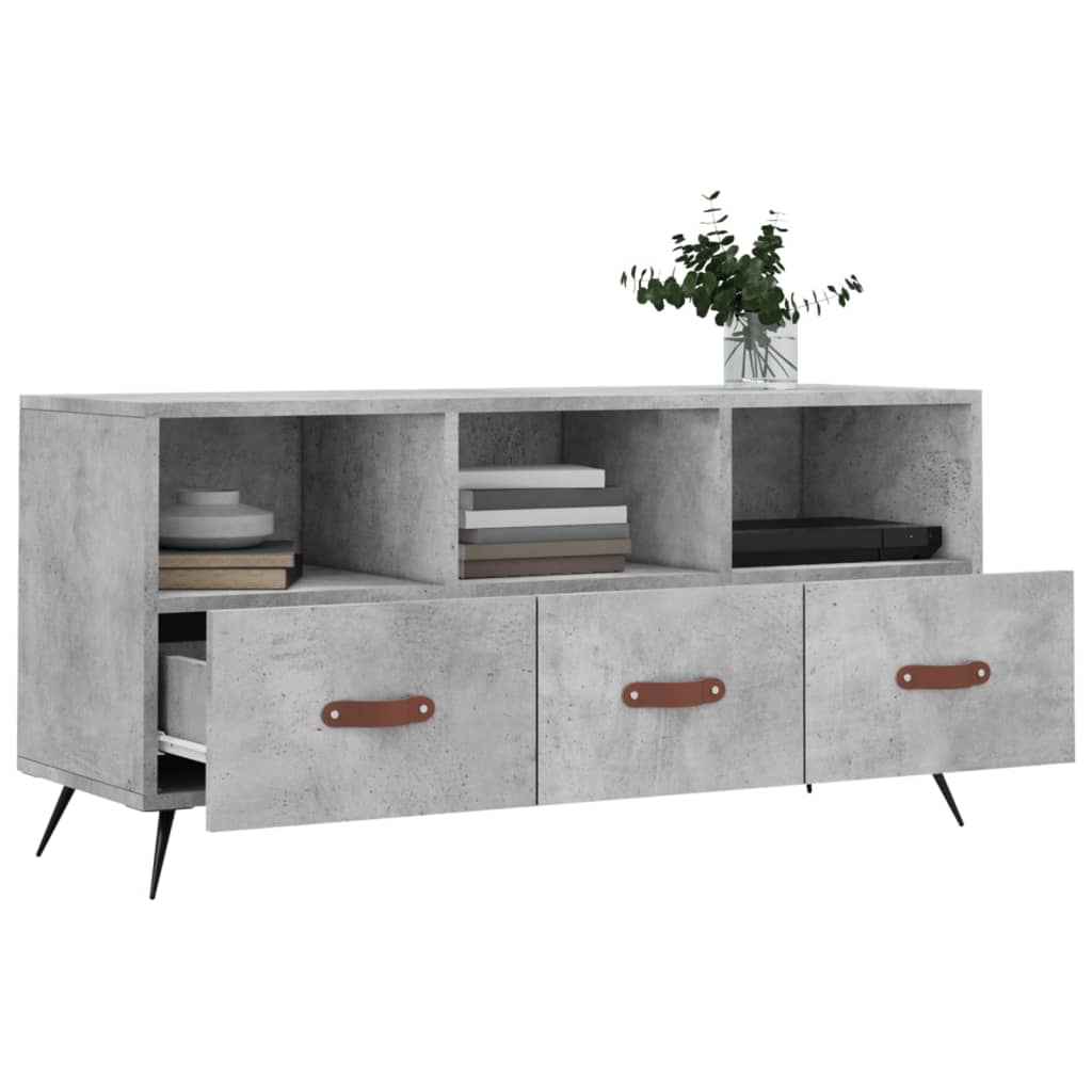 vidaXL TV Cabinet Concrete Grey 102x36x50 cm Engineered Wood 4