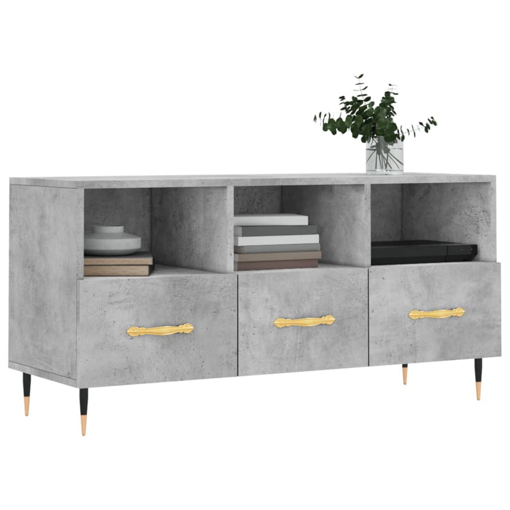 vidaXL TV Cabinet Concrete Grey 102x36x50 cm Engineered Wood 3