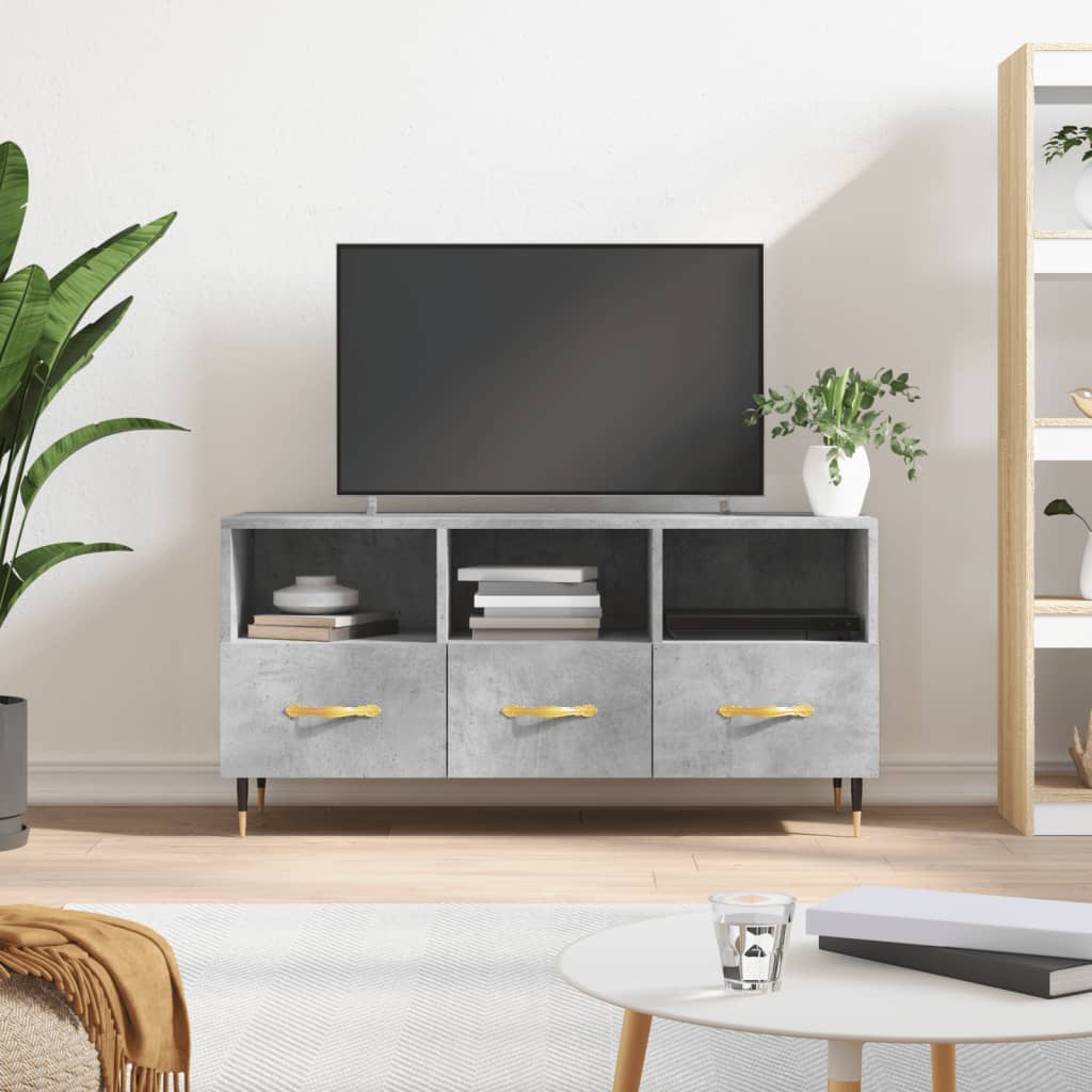 vidaXL TV Cabinet Concrete Grey 102x36x50 cm Engineered Wood 1