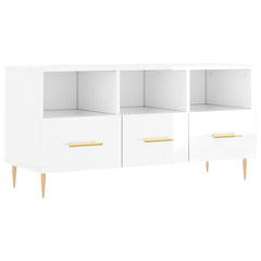 vidaXL TV Cabinet High Gloss White 102x36x50 cm Engineered Wood 2