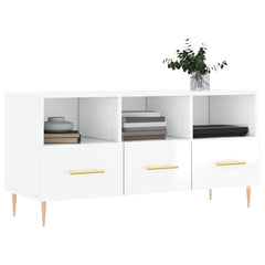 vidaXL TV Cabinet High Gloss White 102x36x50 cm Engineered Wood 3