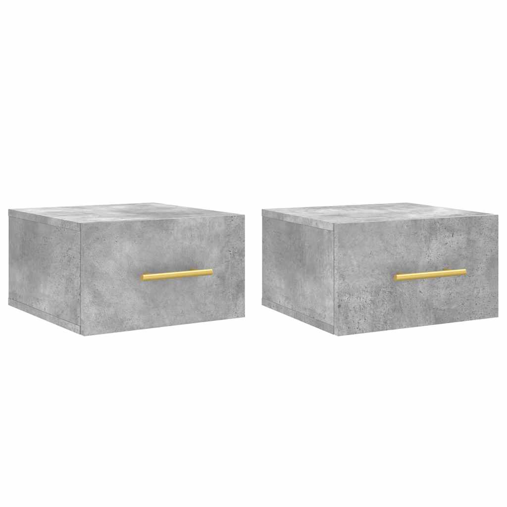 vidaXL Wall-mounted Bedside Cabinets 2 pcs Concrete Grey 35x35x20 cm 2