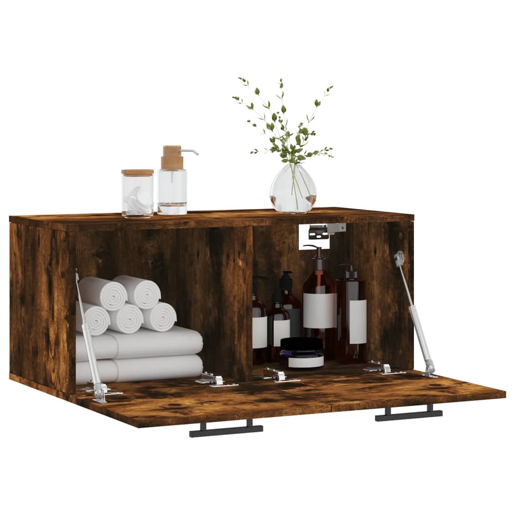 vidaXL Wall Cabinet Smoked Oak 80x36.5x35 cm Engineered Wood 4