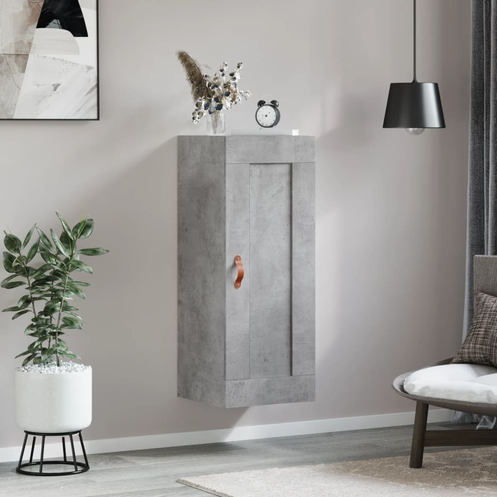 vidaXL Wall Mounted Cabinet Concrete Grey 34.5x34x90 cm Engineered Wood 3
