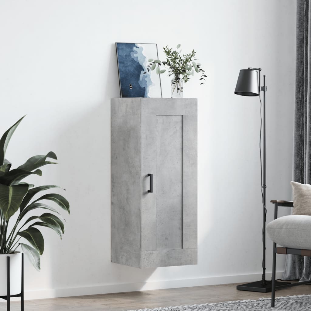 vidaXL Wall Mounted Cabinet Concrete Grey 34.5x34x90 cm Engineered Wood 3