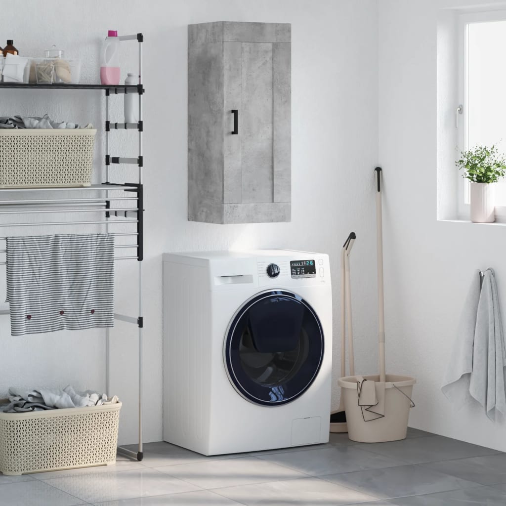 vidaXL Wall Mounted Cabinet Concrete Grey 34.5x34x90 cm Engineered Wood 1