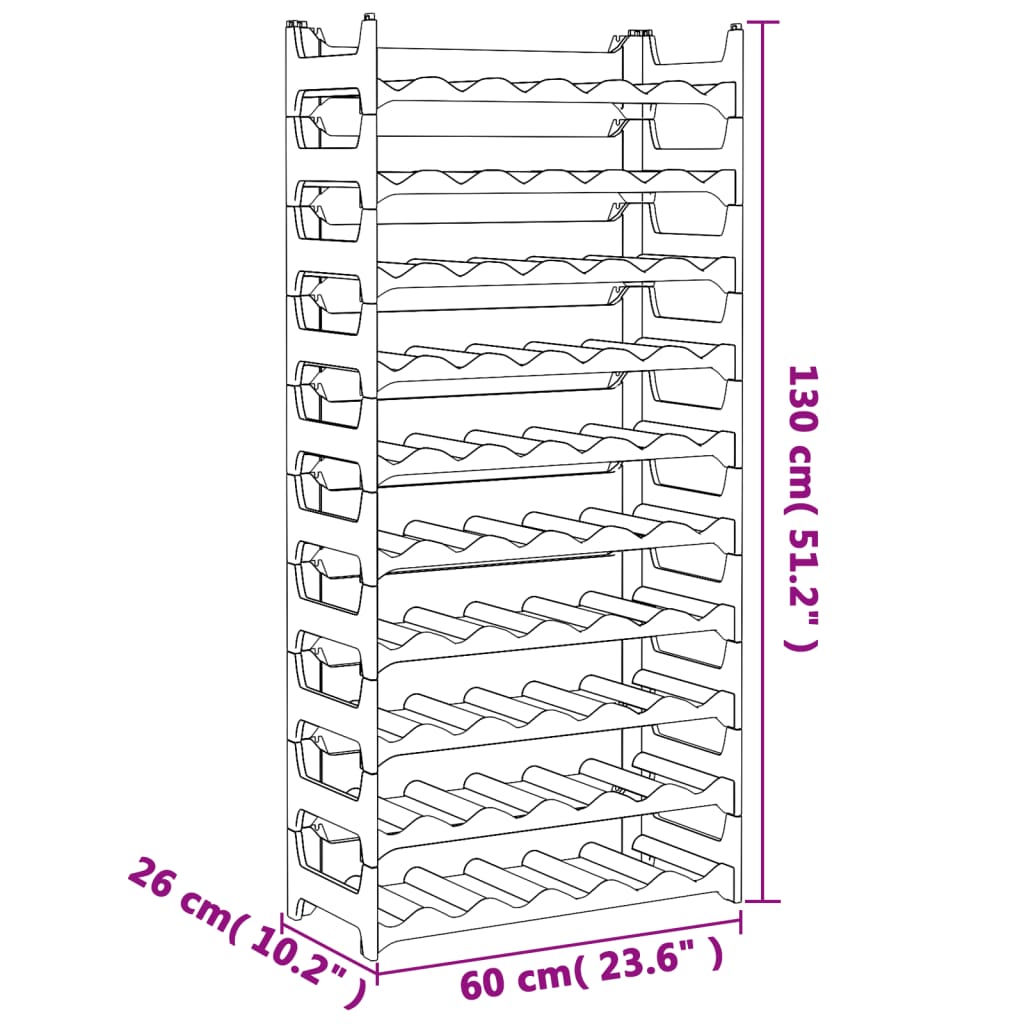 vidaXL Wine Rack for 60 Bottles PP Stackable 6
