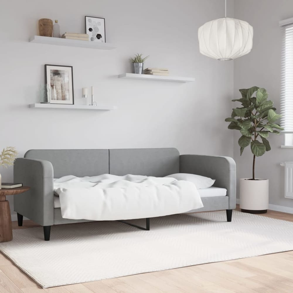 Daybed 90x190 cm Fabric Light grey Without mattress