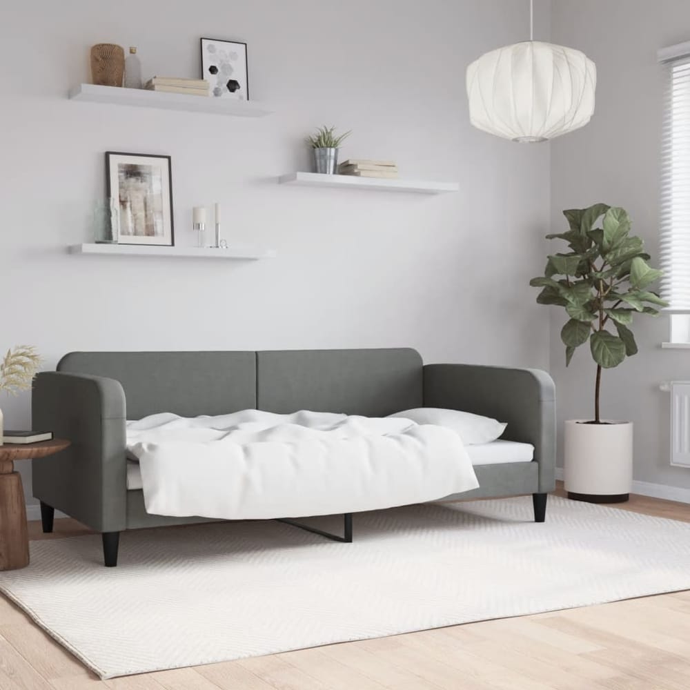 Daybed 90x190 cm Fabric Dark grey Without mattress