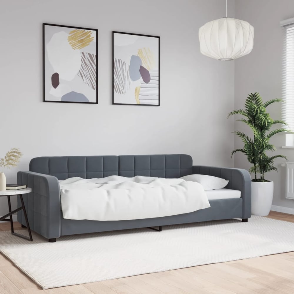 Daybed 90x190 cm Velvet Dark grey Without mattress