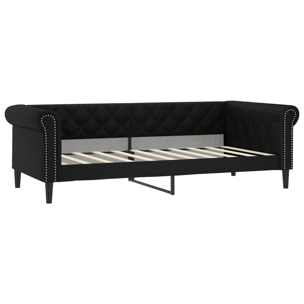 vidaXL Day Bed without Mattress Black 90x190 cm Faux Leather 2