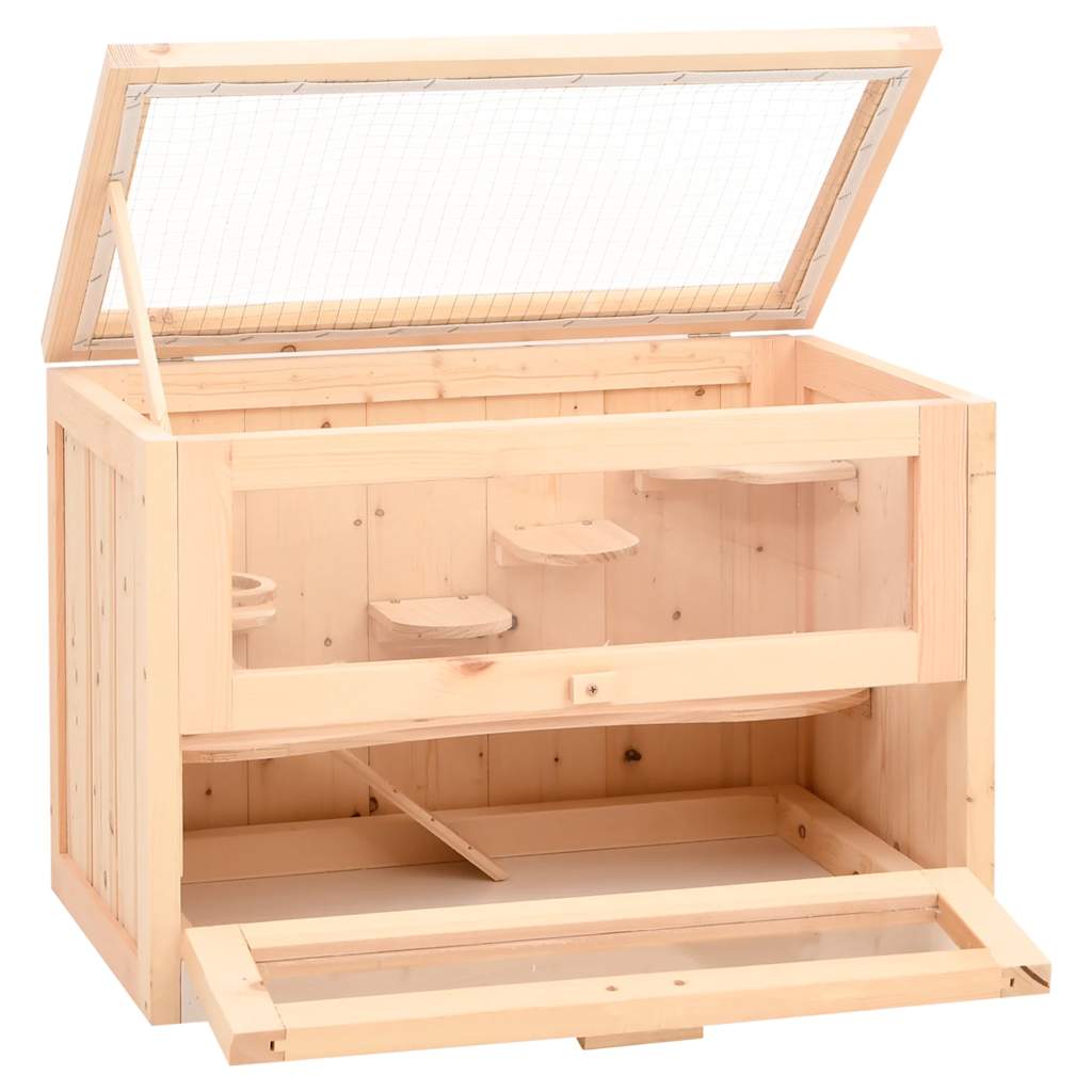 vidaXL Hamster Cage 60x35,5x42 cm Solid Wood Fir 3