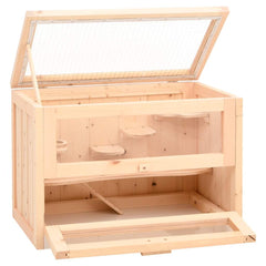 vidaXL Hamster Cage 60x35,5x42 cm Solid Wood Fir 3