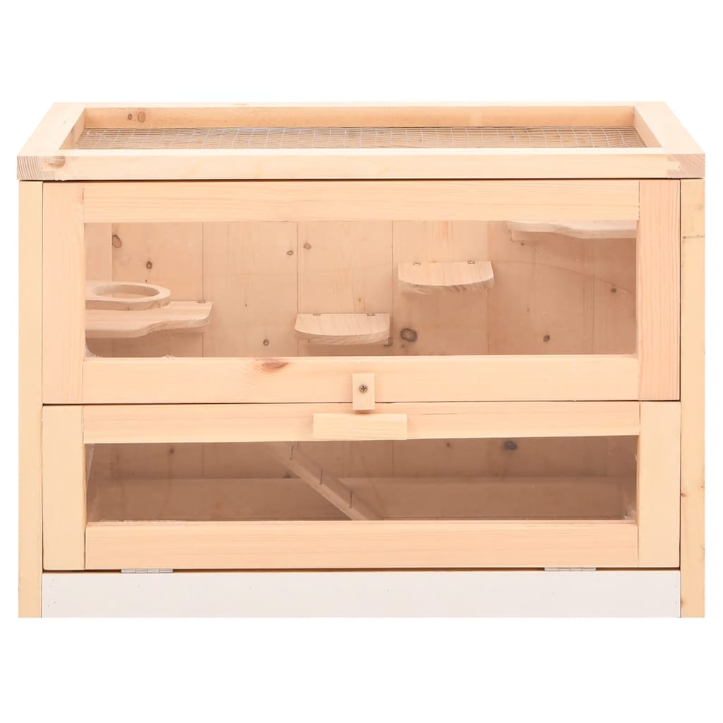 vidaXL Hamster Cage 60x35,5x42 cm Solid Wood Fir 4
