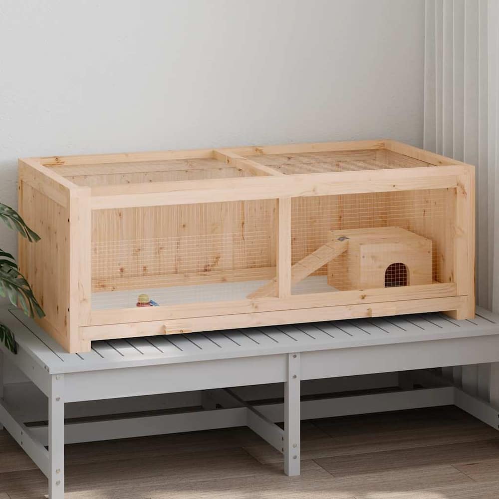 vidaXL Hamster Cage 104x52x38 cm Solid Wood Fir 1