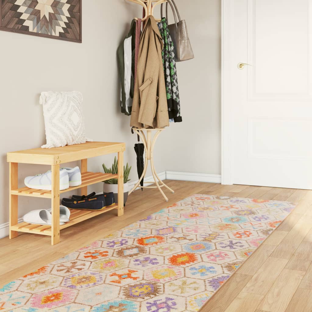 vidaXL Rug Washable Multicolour Blue and White