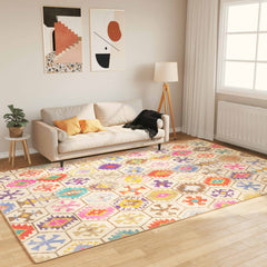vidaXL Rug Washable Multicolour Blue and White