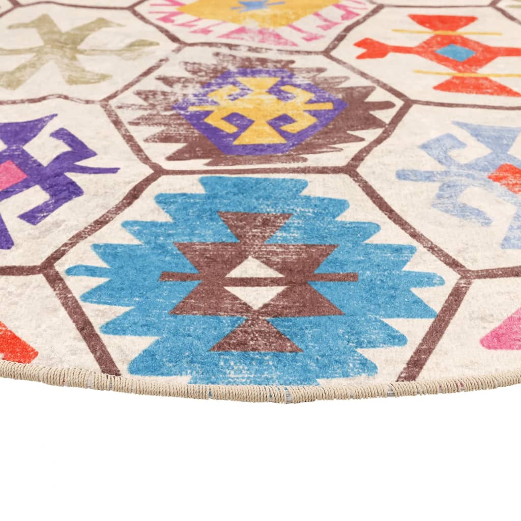 vidaXL Rug Washable Multicolour Ø 120 cm 4