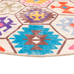 vidaXL Rug Washable Multicolour Ø 120 cm 4