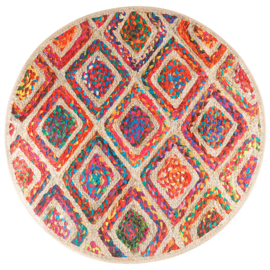 vidaXL Rug Washable Multicolour Ø 120 cm 2