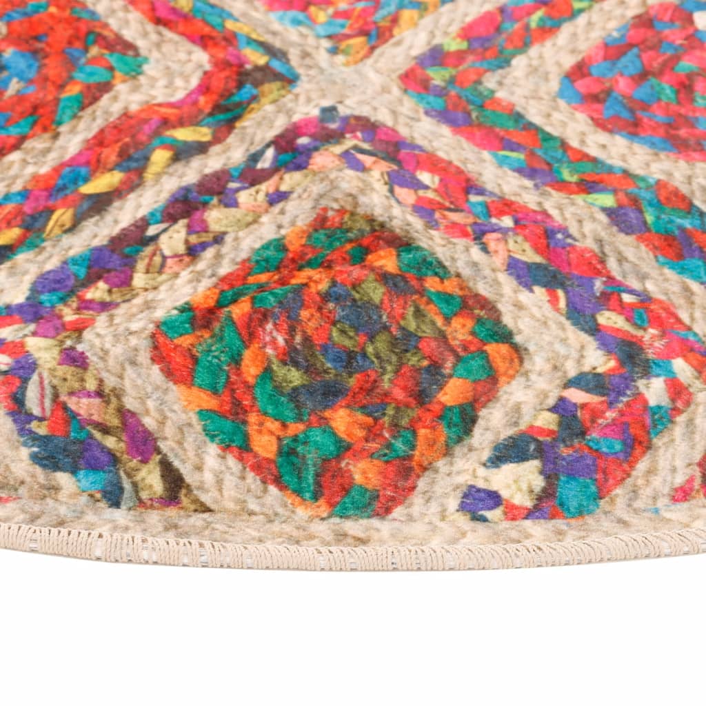 vidaXL Rug Washable Multicolour Ø 120 cm 4