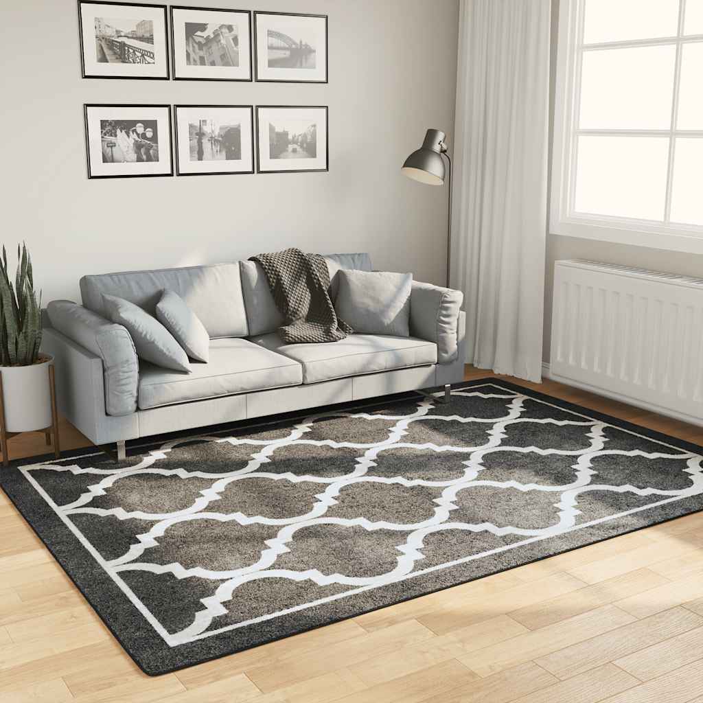Rug Washable Black and White Black and Dark Grey 160 x 230 cm