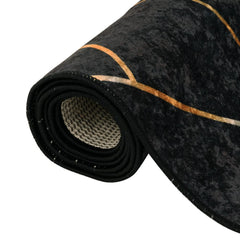 vidaXL Rug Washable Black and Gold 160x230 cm Anti Slip 5