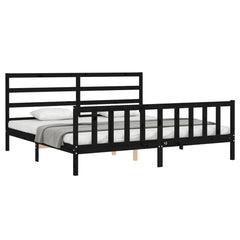 vidaXL Bed Frame without Mattress Black 200x200 cm Solid Wood Pine 4