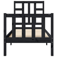 vidaXL Bed Frame without Mattress Black Small Single Solid Wood Pine 4