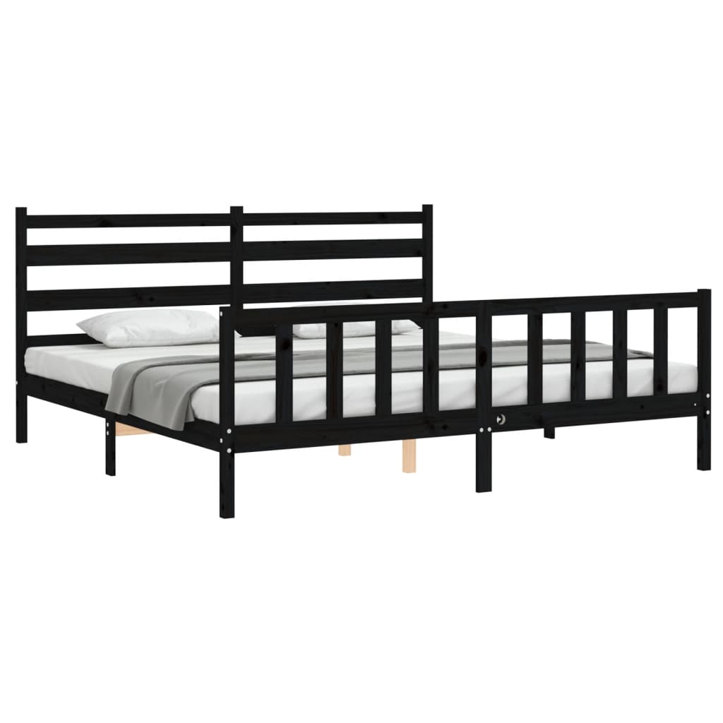 vidaXL Bed Frame without Mattress Black 200x200 cm Solid Wood Pine 4