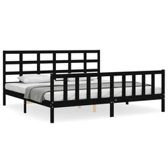 vidaXL Bed Frame without Mattress Black 200x200 cm Solid Wood Pine 2