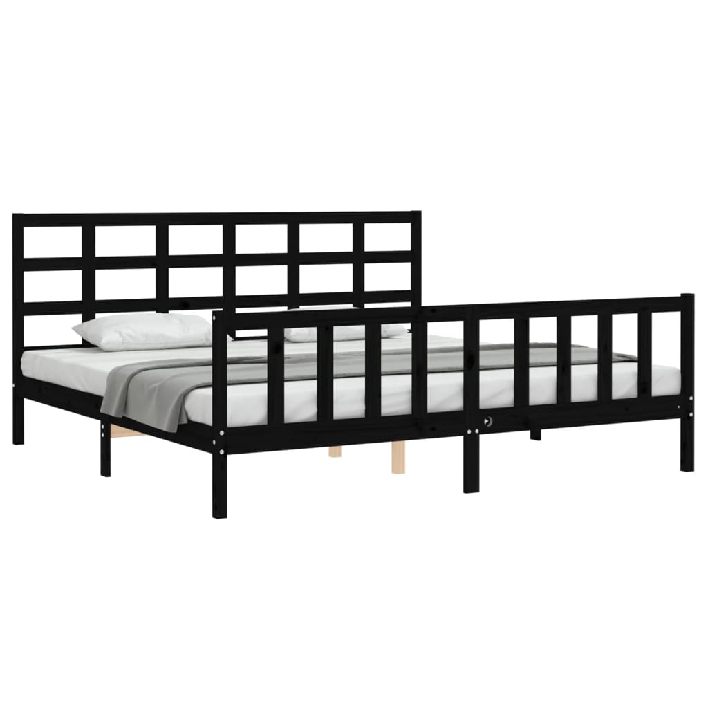 vidaXL Bed Frame without Mattress Black 200x200 cm Solid Wood Pine 4