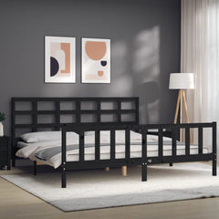 vidaXL Bed Frame without Mattress Black 200x200 cm Solid Wood Pine 3