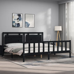 vidaXL Bed Frame without Mattress Black 200x200 cm Solid Wood Pine 4