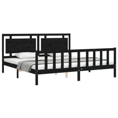 vidaXL Bed Frame without Mattress Black 200x200 cm Solid Wood Pine 3