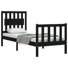 vidaXL Bed Frame without Mattress Black Small Single Solid Wood Pine 4