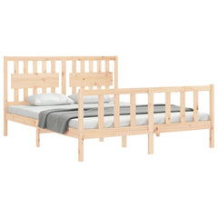 Bed Frame without Mattress Solid Wood Pine Length 200 cm Natural 160 cm