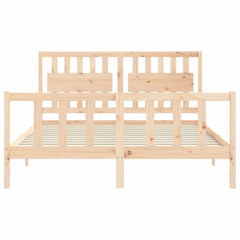 Bed Frame without Mattress Solid Wood Pine Length 200 cm Natural 160 cm