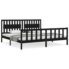 vidaXL Bed Frame without Mattress Black 200x200 cm Solid Wood Pine 2