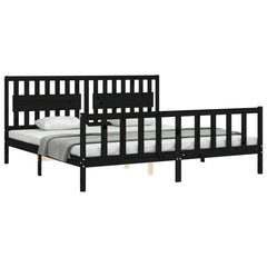 vidaXL Bed Frame without Mattress Black 200x200 cm Solid Wood Pine 3