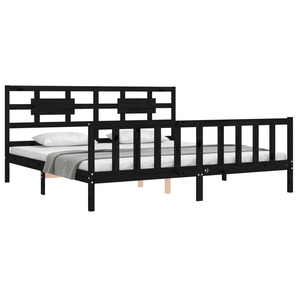 vidaXL Bed Frame without Mattress Black 200x200 cm Solid Wood Pine 4