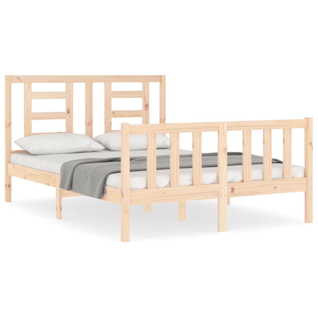 Bed Frame without Mattress Solid Wood Pine Length 200 cm Natural 140 cm