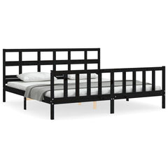 vidaXL Bed Frame without Mattress Black 200x200 cm Solid Wood Pine 2